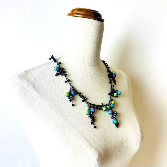 Vintage Hand Made Tear Drop Mystical Goth Charming Statement Necklace - Picture 3 of 7